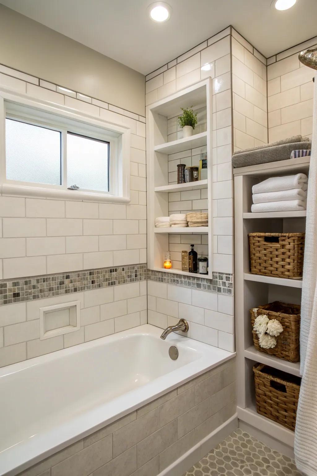 Add built-in nooks for useful and stylish storage.