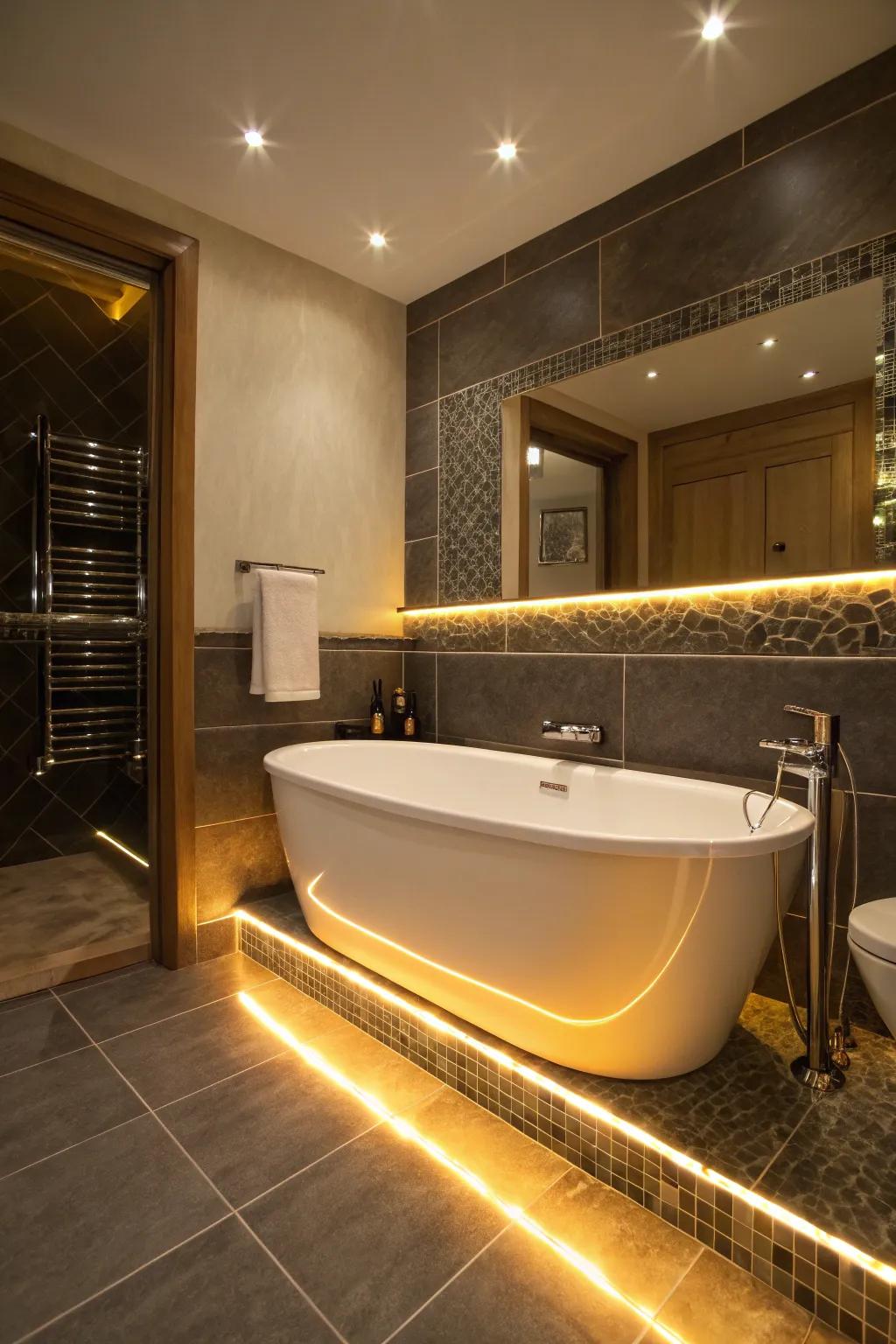 Improve your bathroom's atmosphere using highlighting.