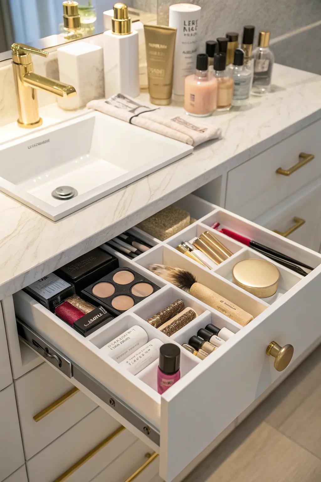 Modular setups for personalized drawer arrangement.