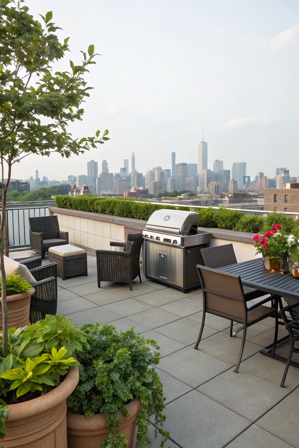 A roof BBQ space gives amazing views and a unique time.