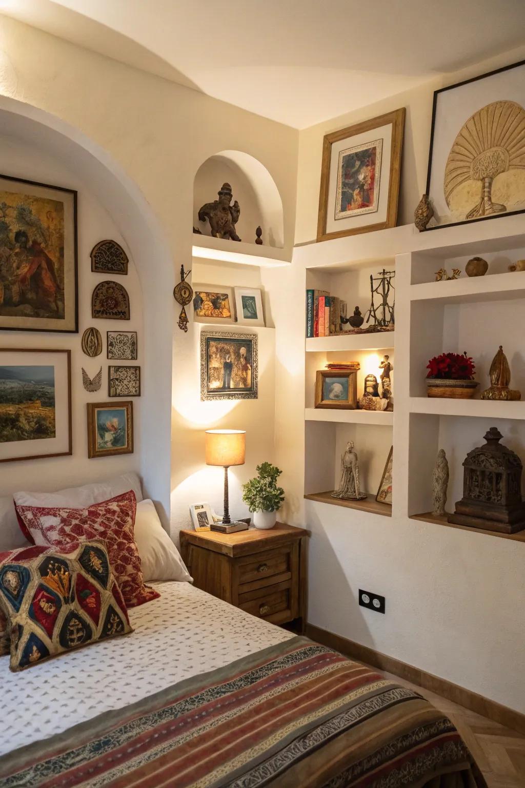 Reflect your taste via artistic display corners.