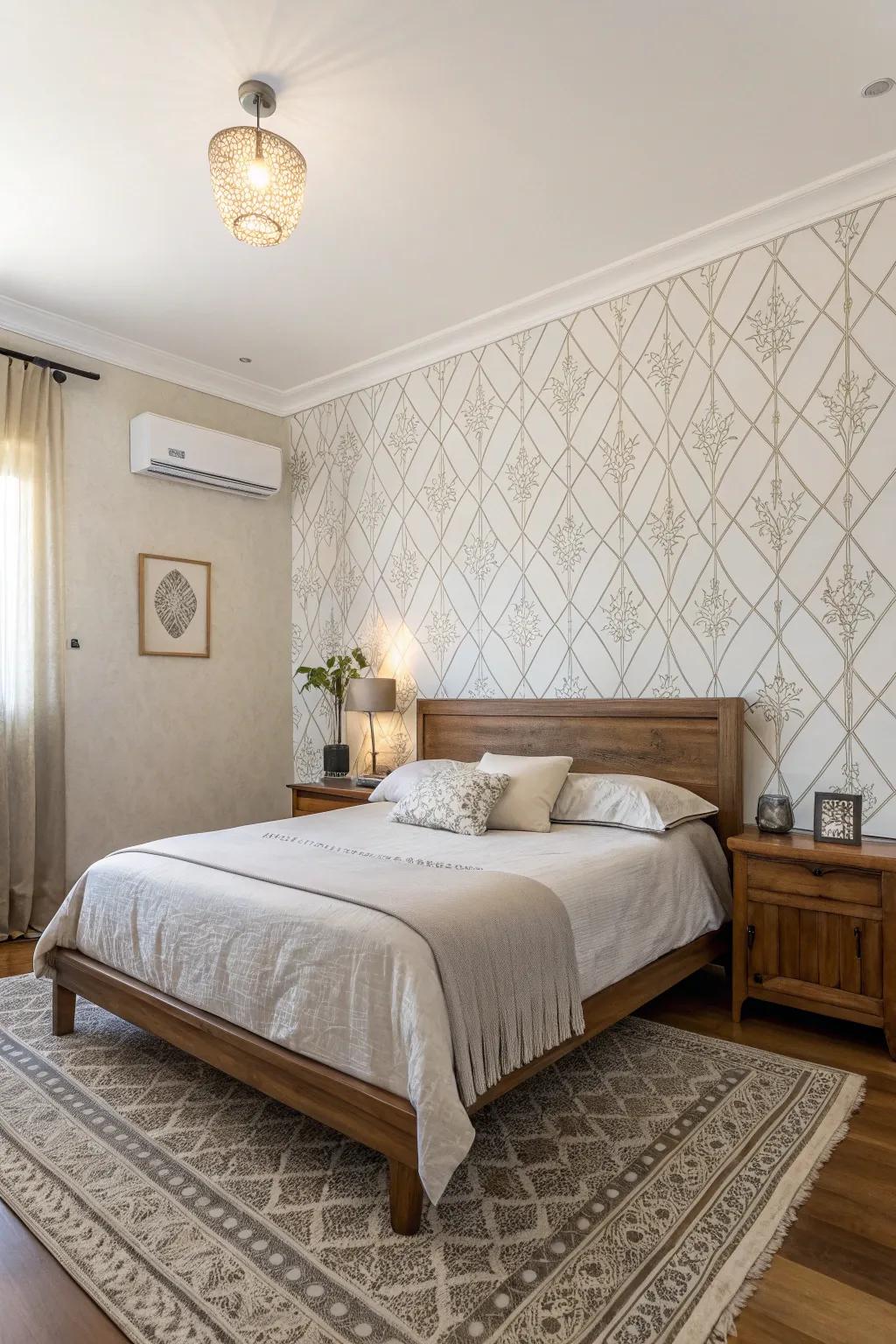 Simple wallpaper brings sophistication and calm.