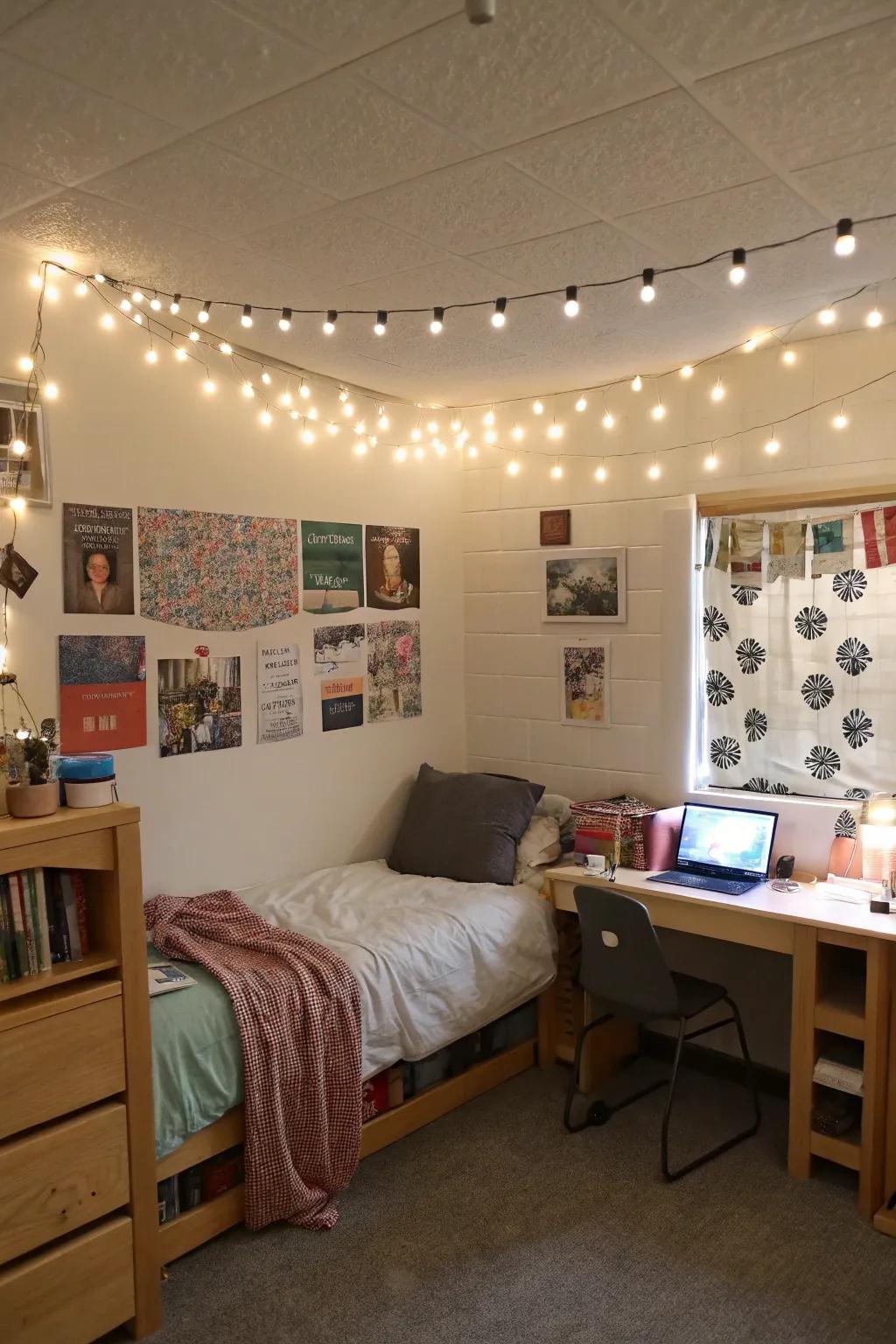 Foster a cozy setting with lights and decor.