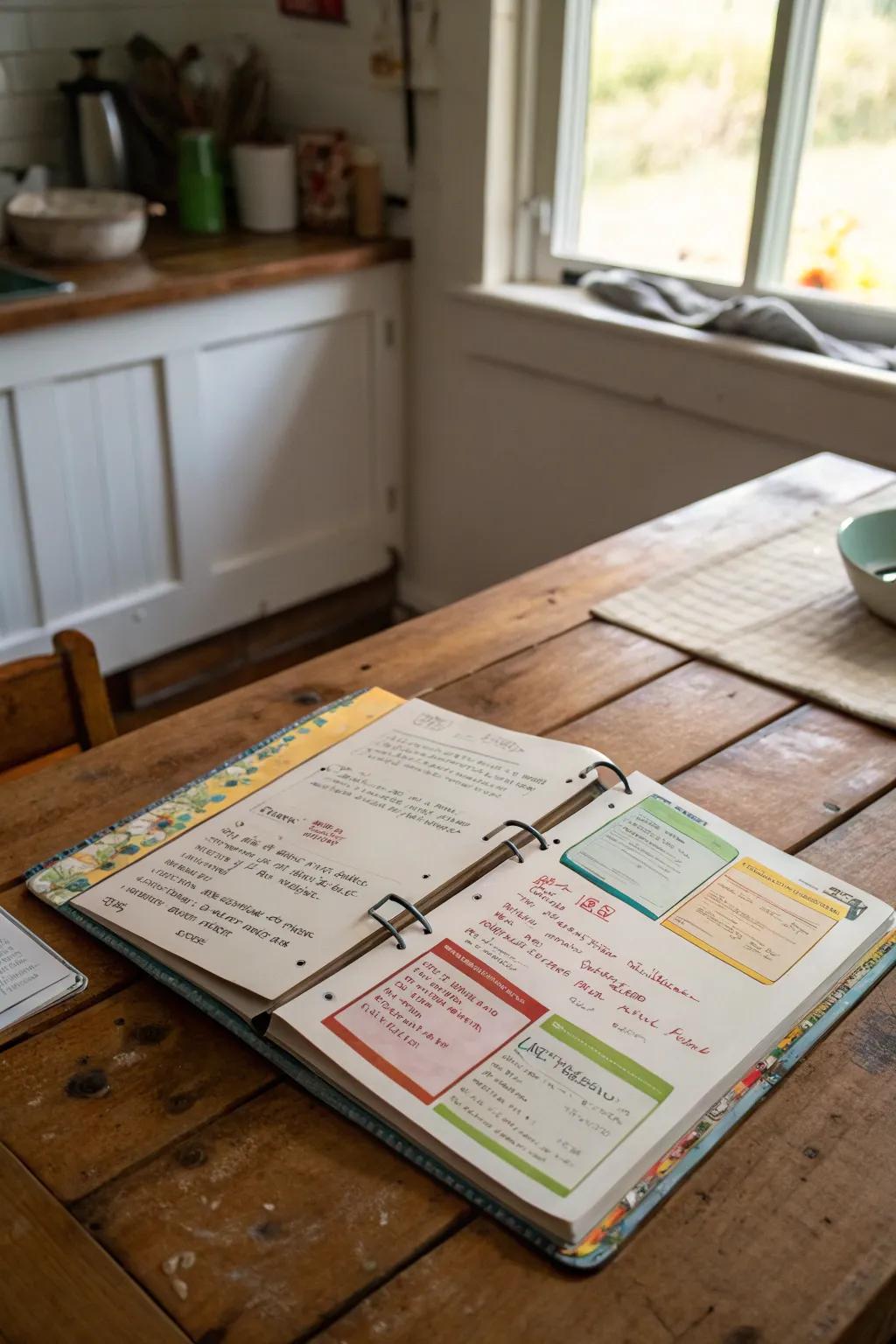 A kitchen binder ensuring smooth meal planning.
