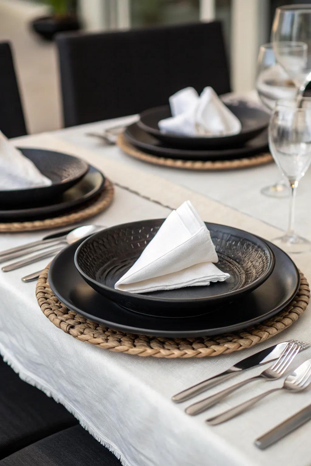 Elegant tableware appends sophistication.