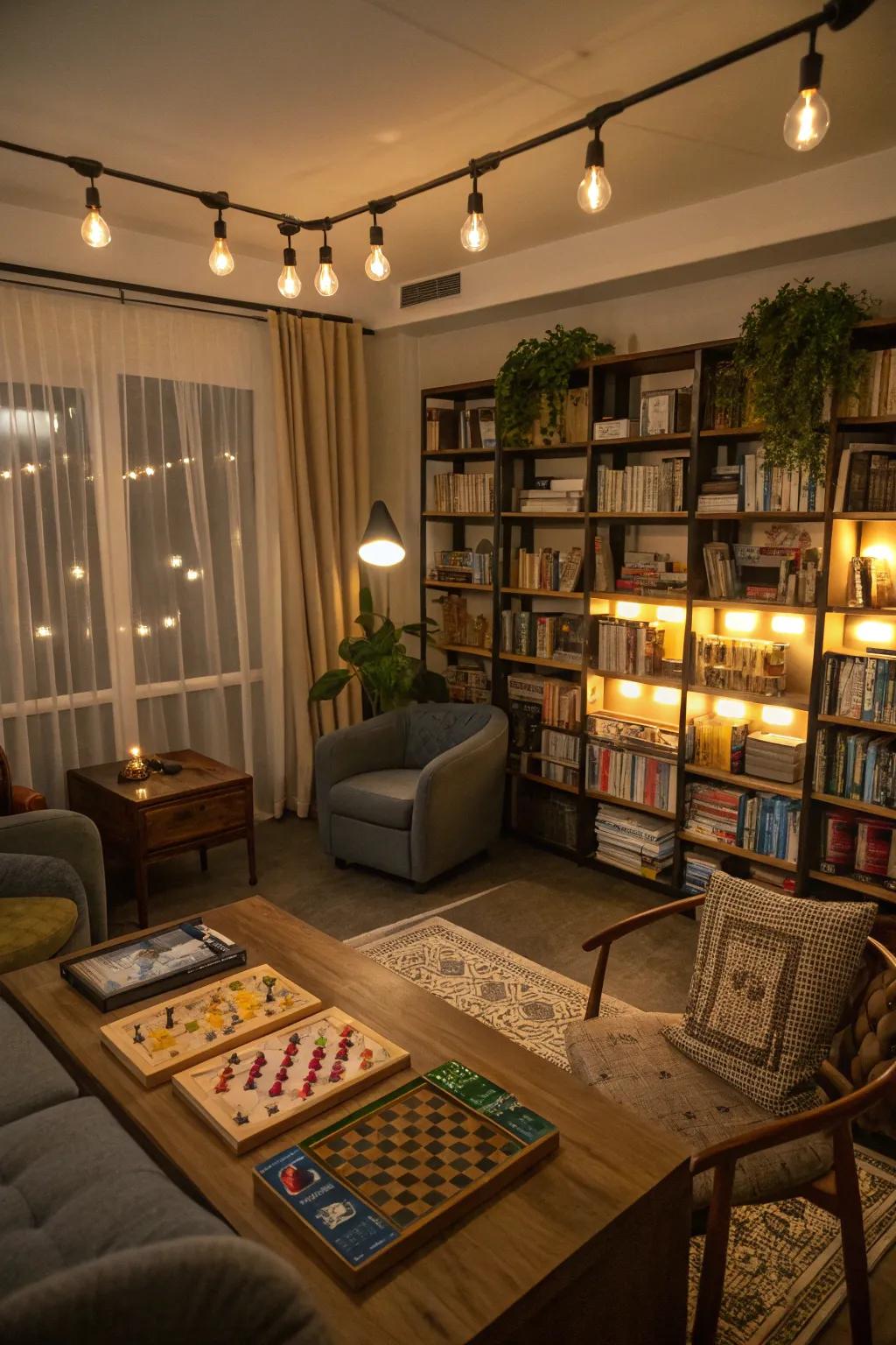 Lighting establishes the atmosphere; adjust it to synchronize with the game or gathering.