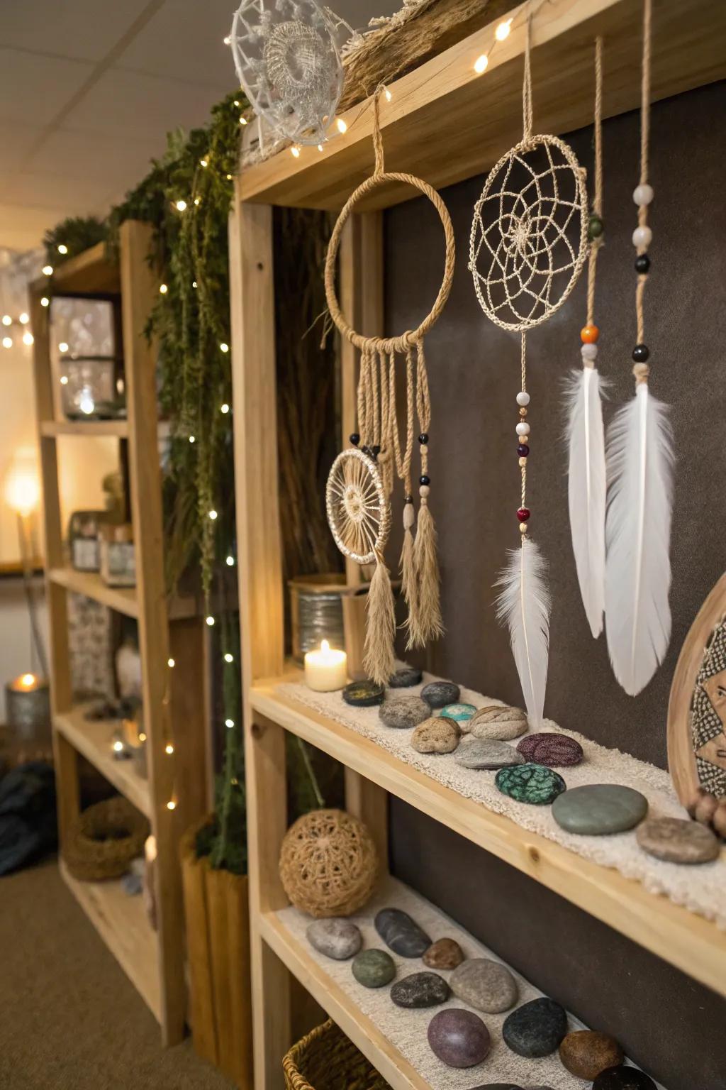 Boho touches contribute a whimsical attribute.