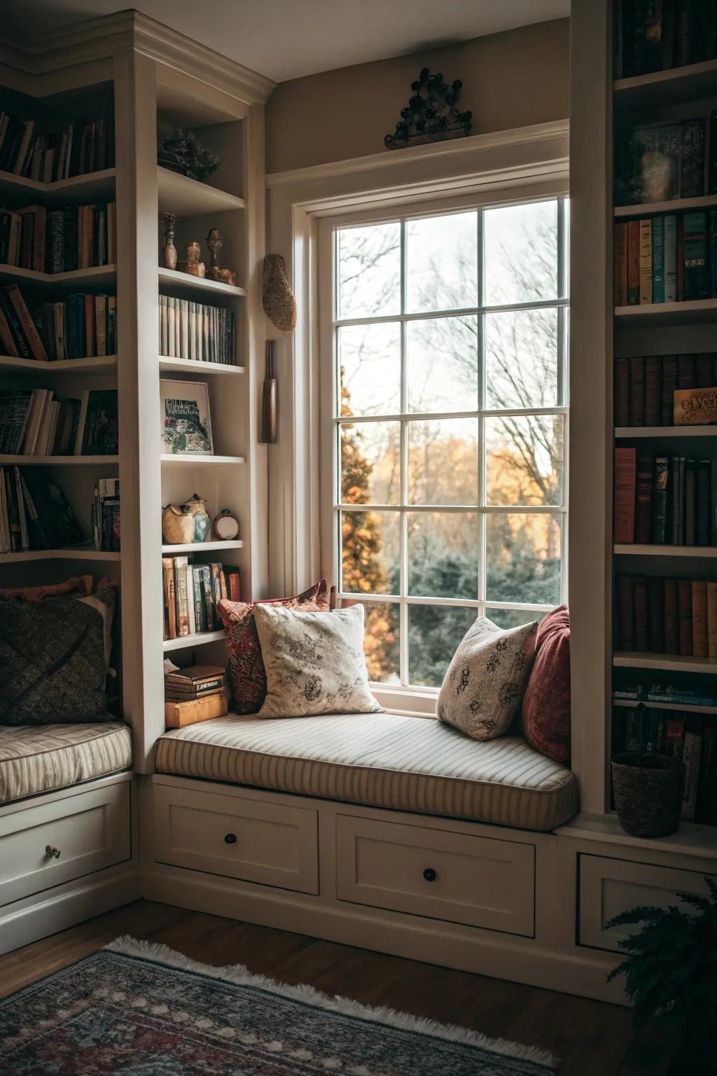 Blend comfort and style with a cushioned window seat.