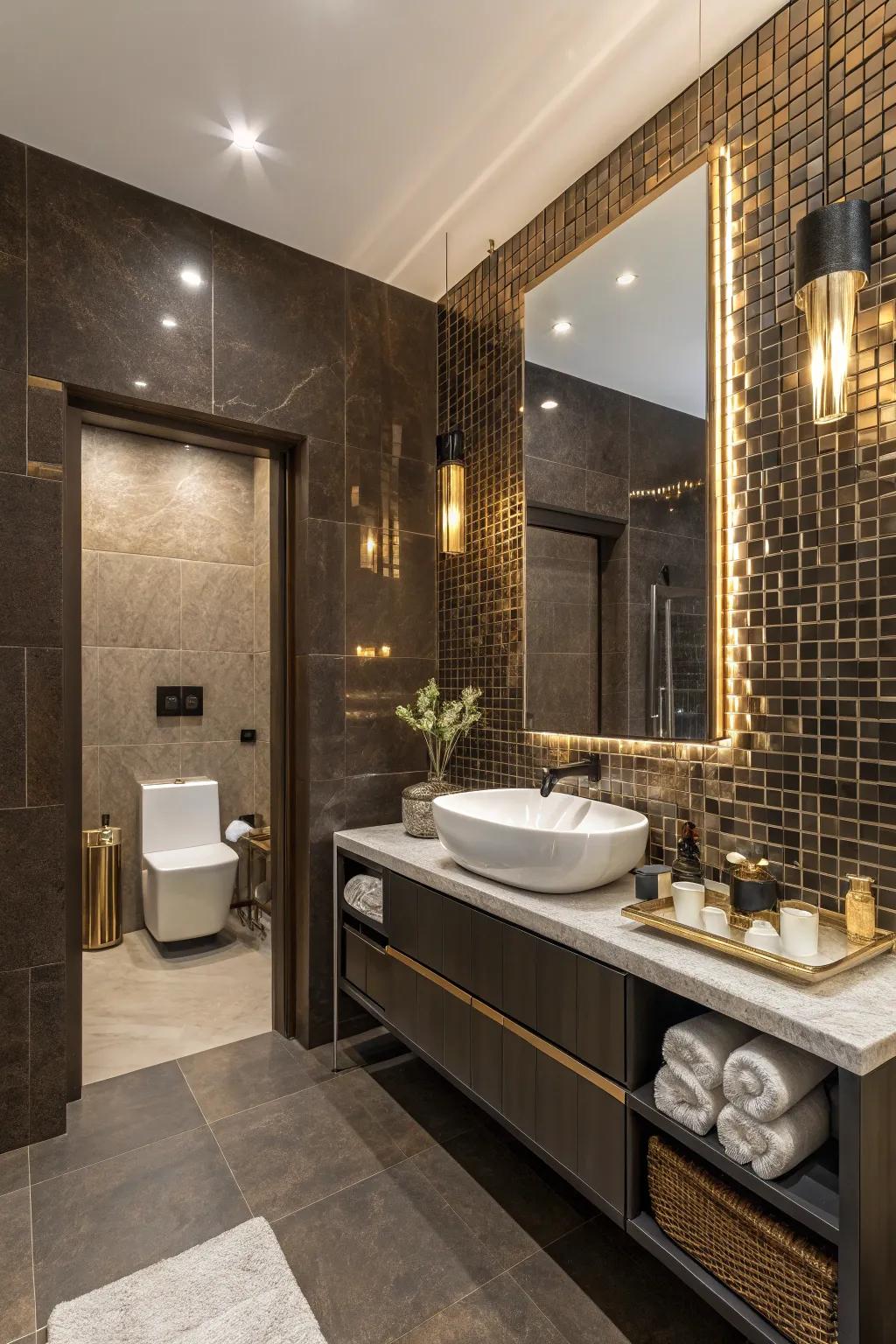 Elevate your space with brass mosaics.