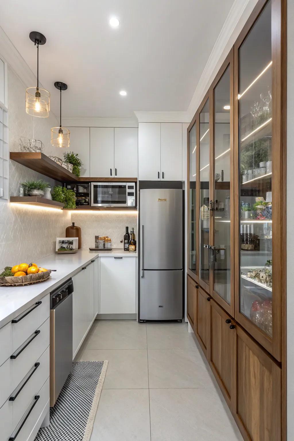 Suspended cabinets can introduce a modern and airy feel to your kitchen.