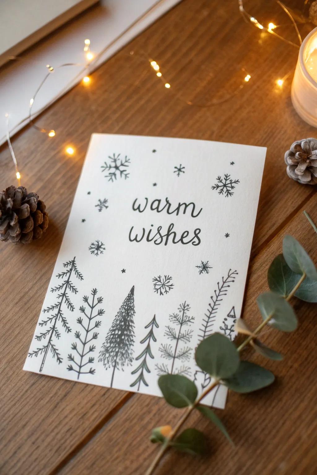 Craft your holiday wishes with charming hand-drawn greetings that speak from the heart.