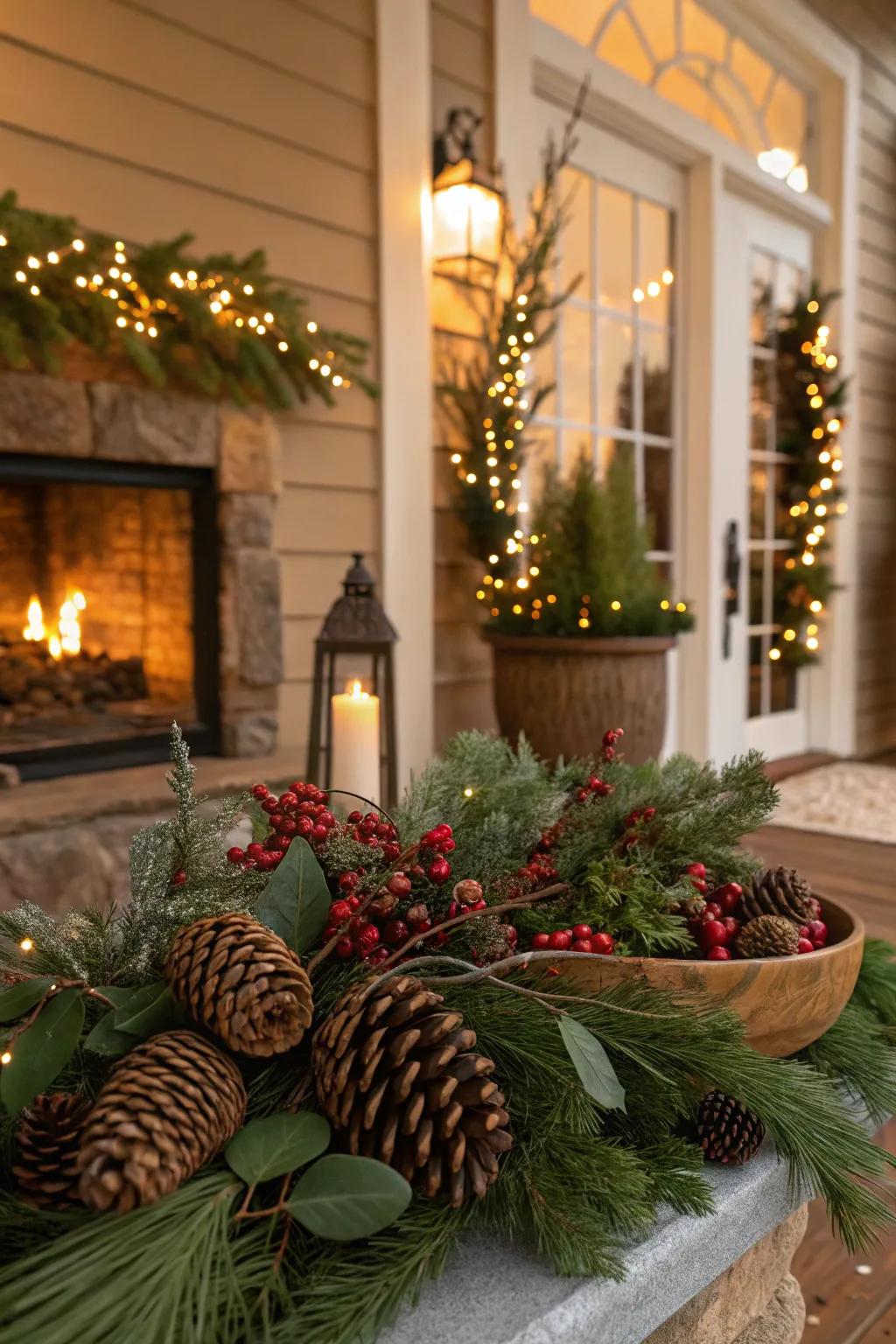Organic elements add warmth and texture to your Christmas decorations.