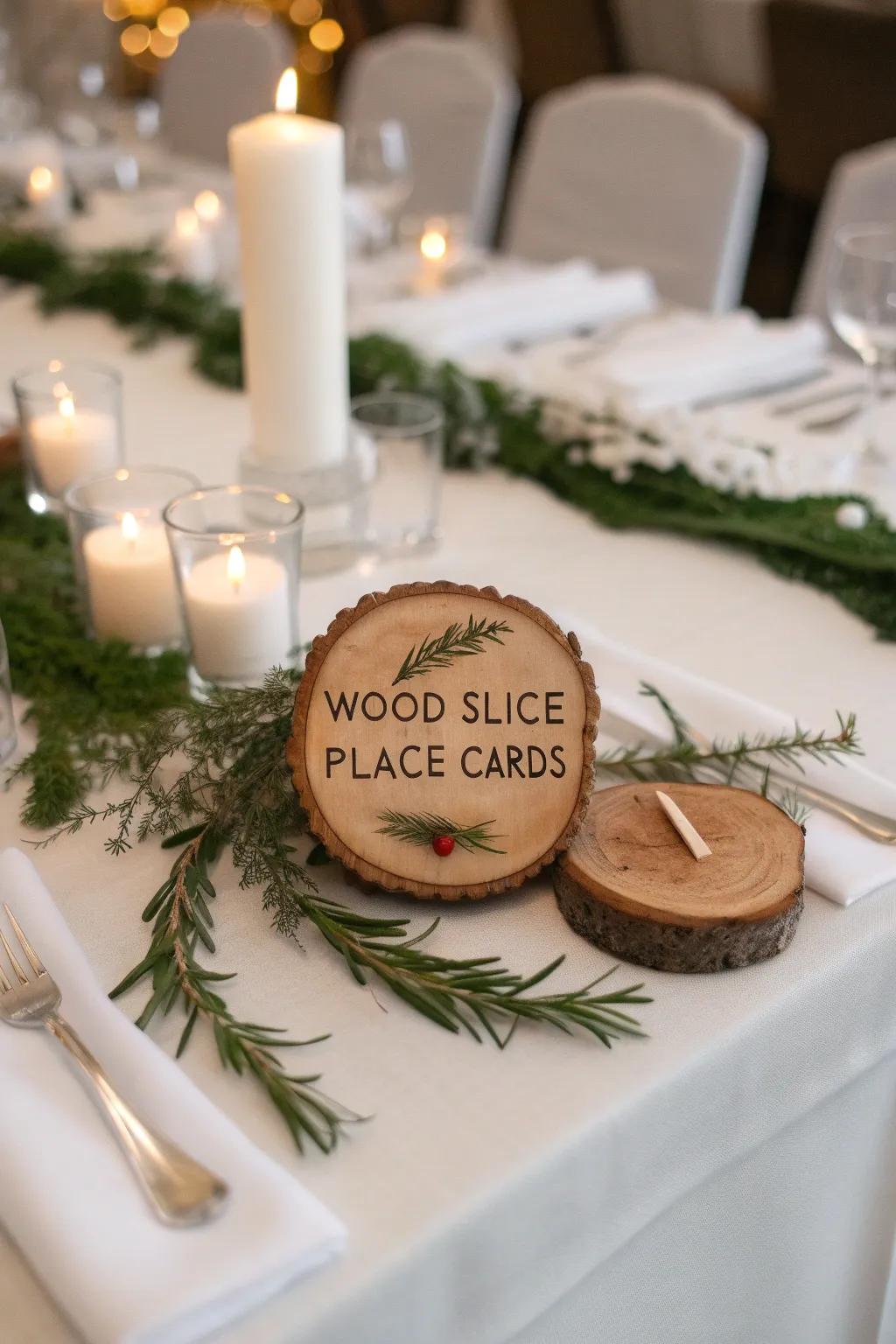 Handmade setting cards add a personalized accent.