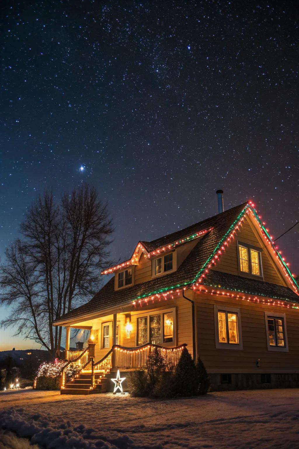 Roofline beacons craft a stunning festive outline.