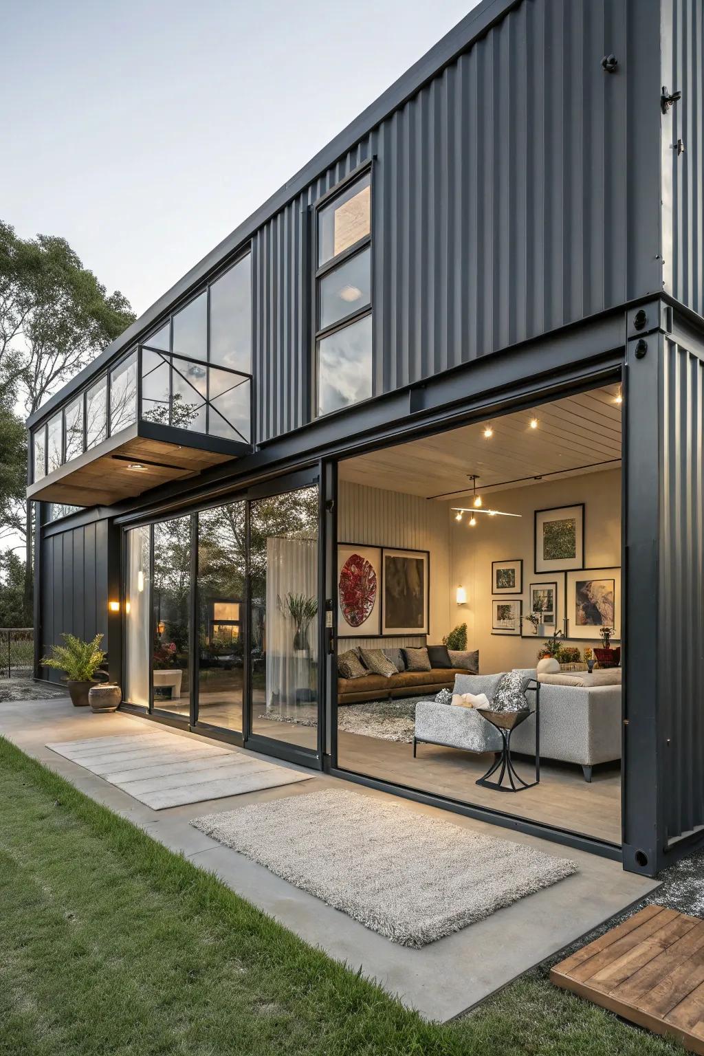 Urban chic design melds rugged exterior with plush interior.