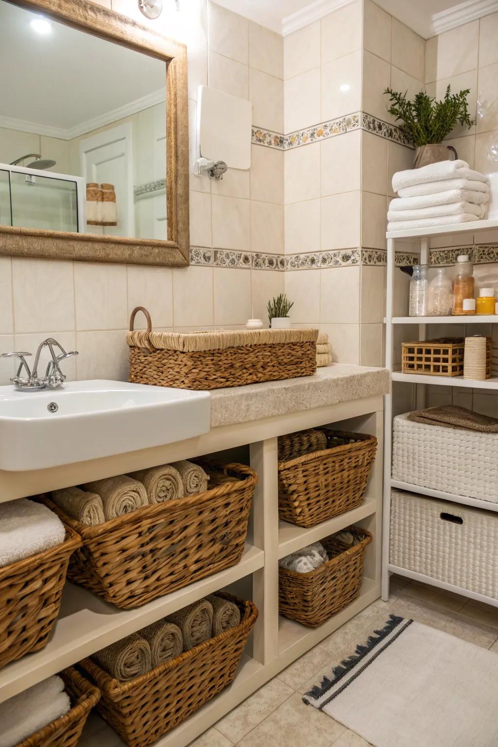 Clever arrangement solutions within a cottage bathroom