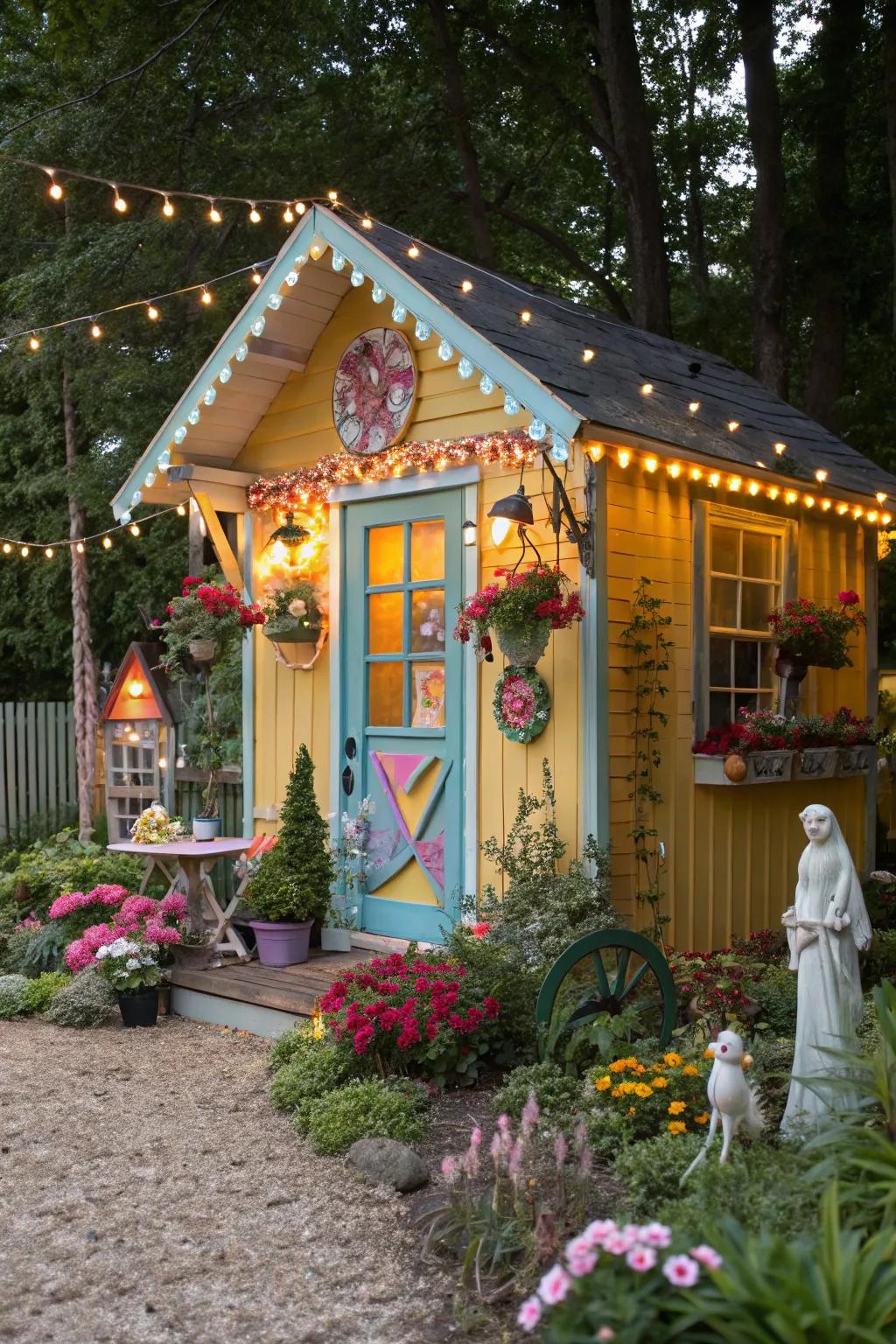 A garden shed brimming with whimsy.