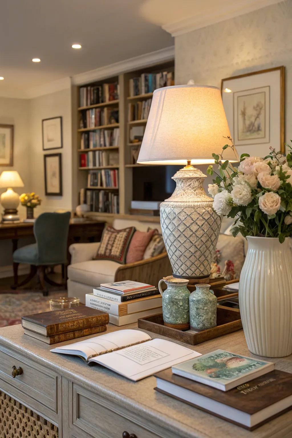 Homey accents render your office inviting.