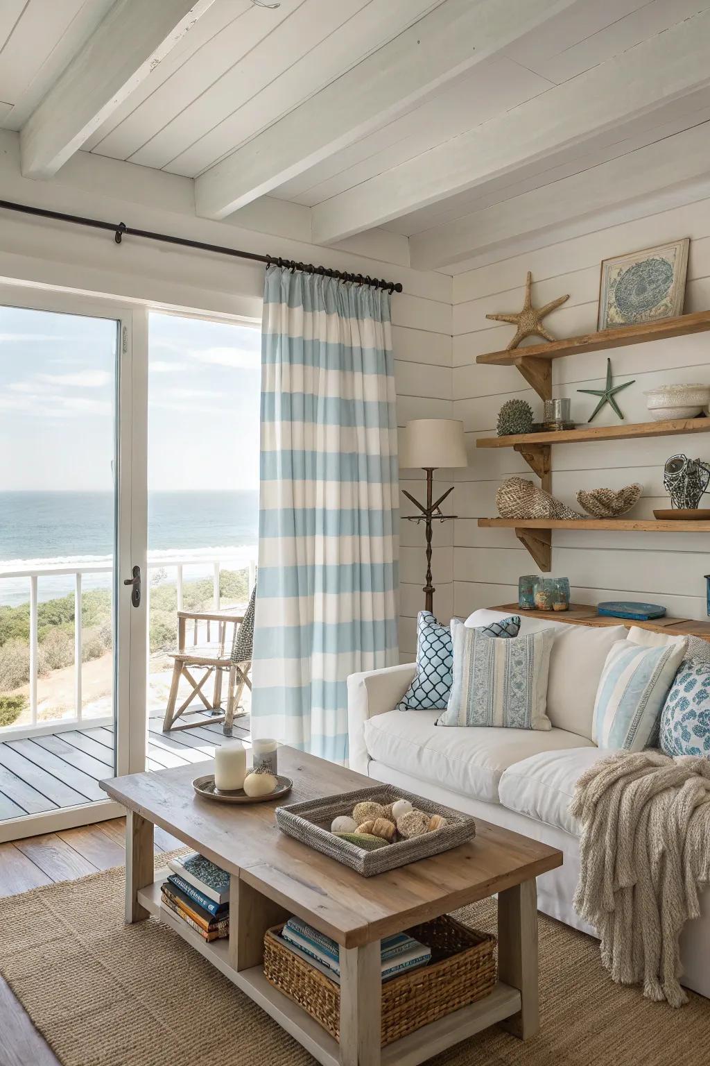 Maritime stripes bring a hint of the coast to your residence.