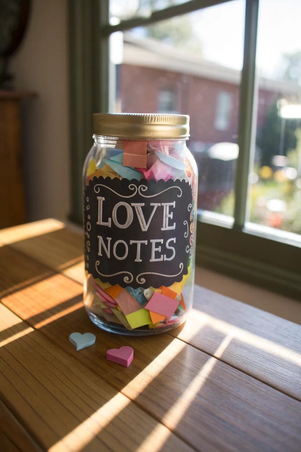 A jar of sincere affectionate inscriptions, prepared to astonish a cherished individual.