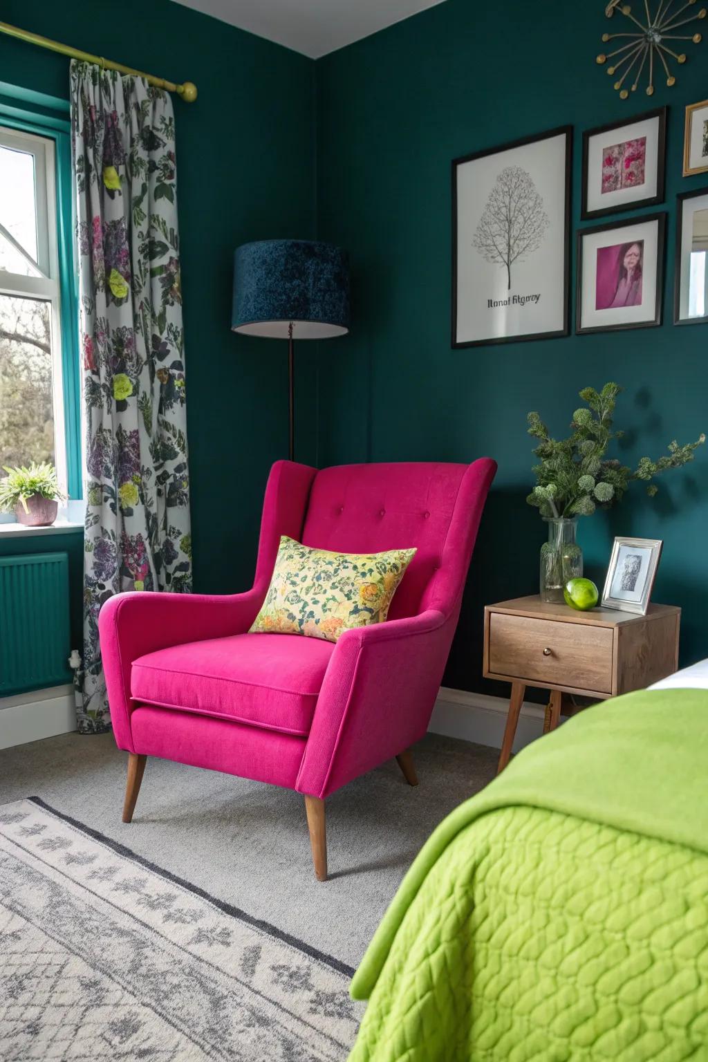 Unforeseen tones append a frolicsome contort to deep teal.