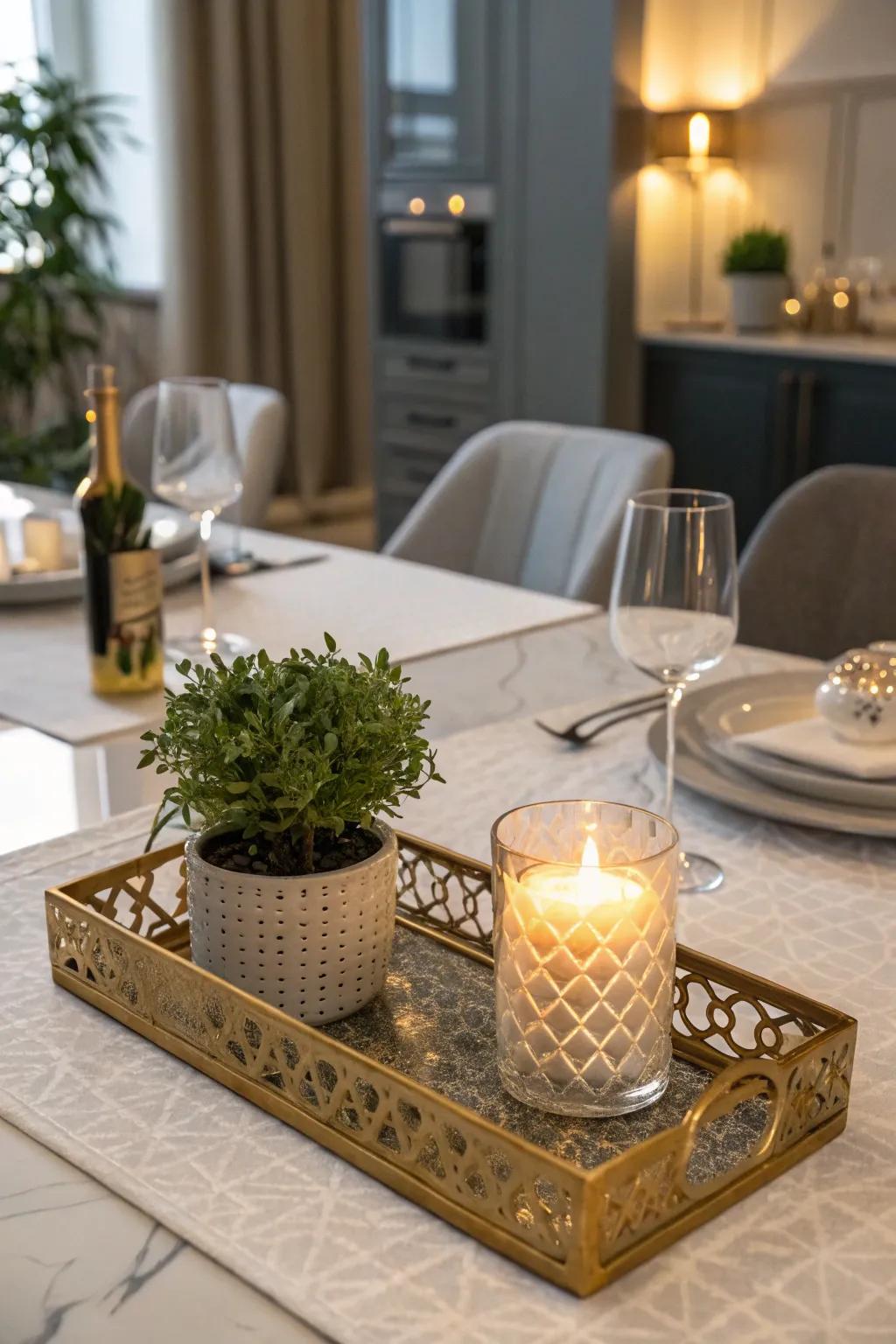 Organized elegance: Platforms maintain the cohesion of your centerpiece.