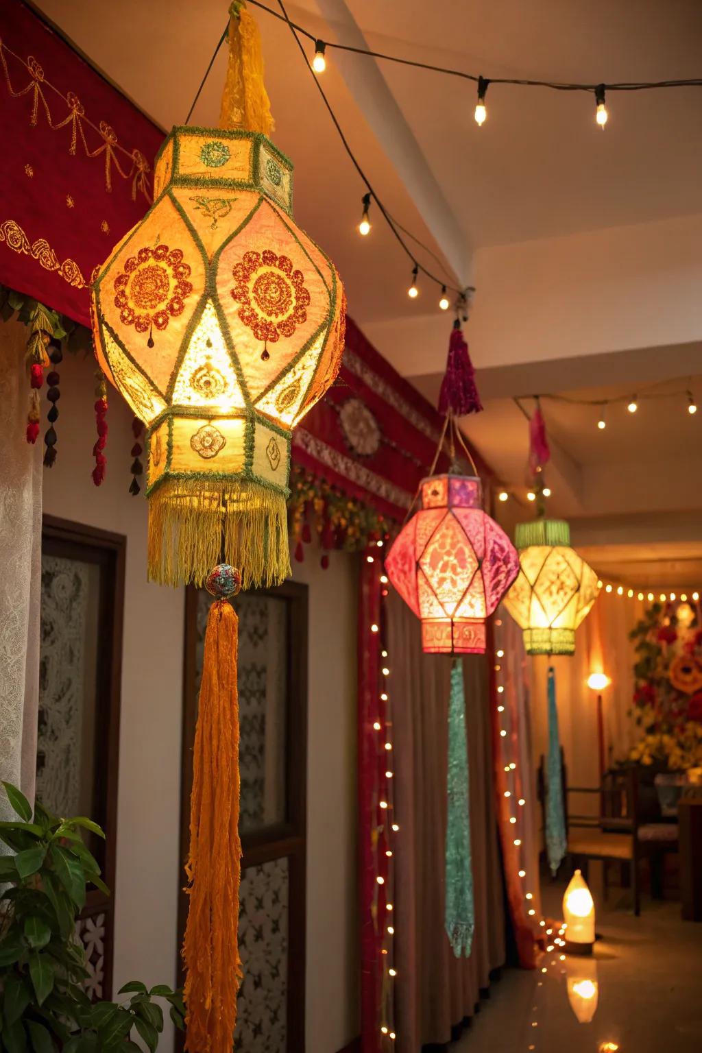 Lanterns contribute a charming and cozy radiance.