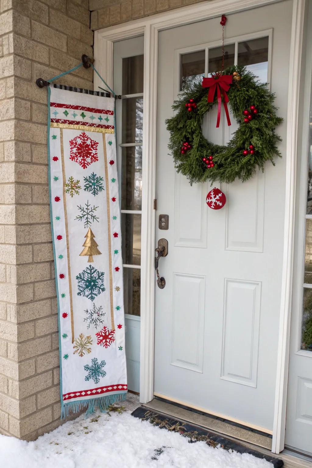 Convey holiday glee with a festive door adornment.