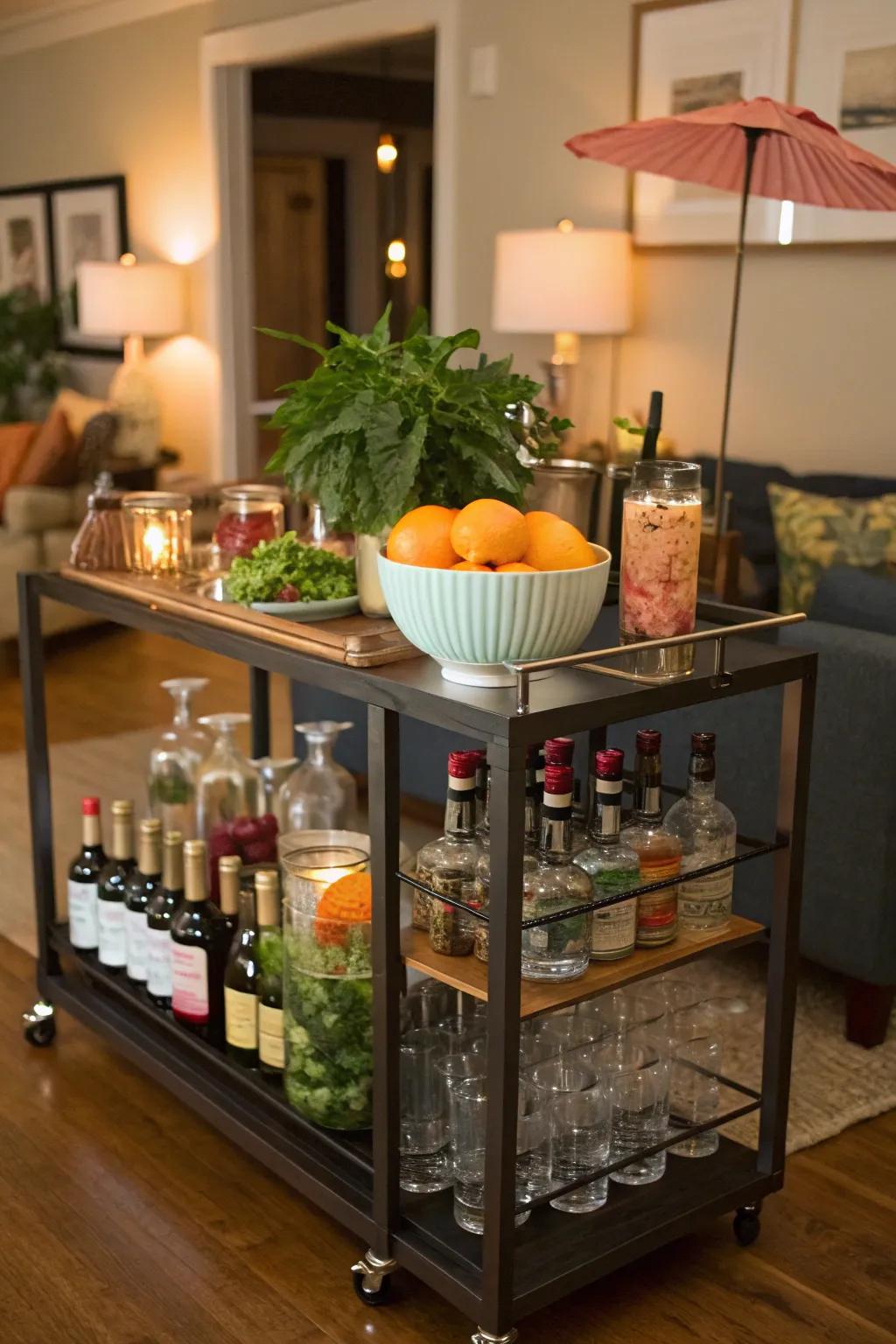 A creative cocktail station that suits any mixology enthusiast.