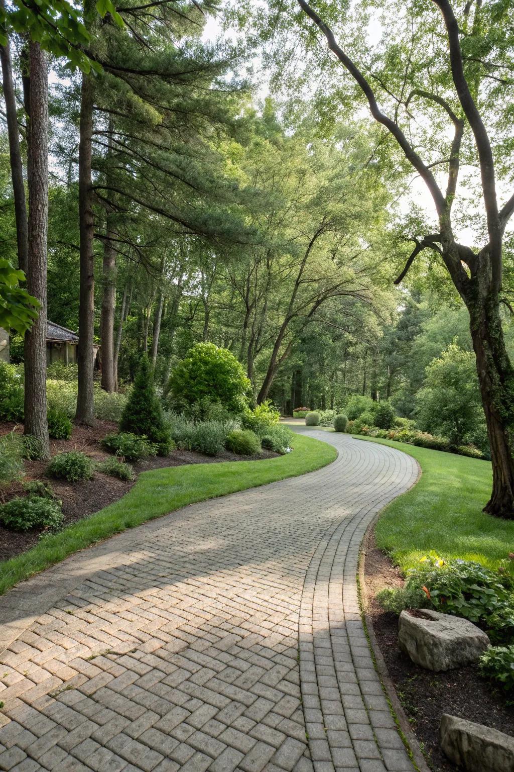 Depth and dimension featuring textured block surfaces in a natural setting.