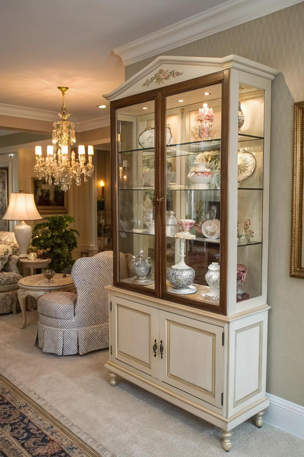 See-through doors transform this cabinet sink into a display case.