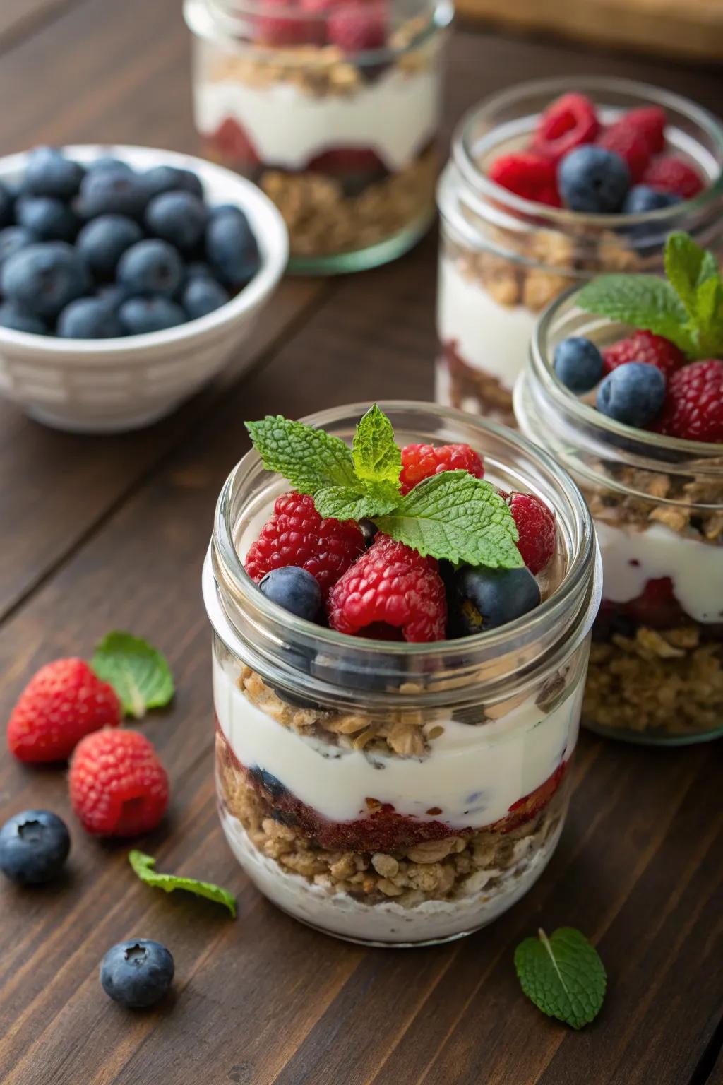 House-made oat layered desserts make a healthy brunch option.