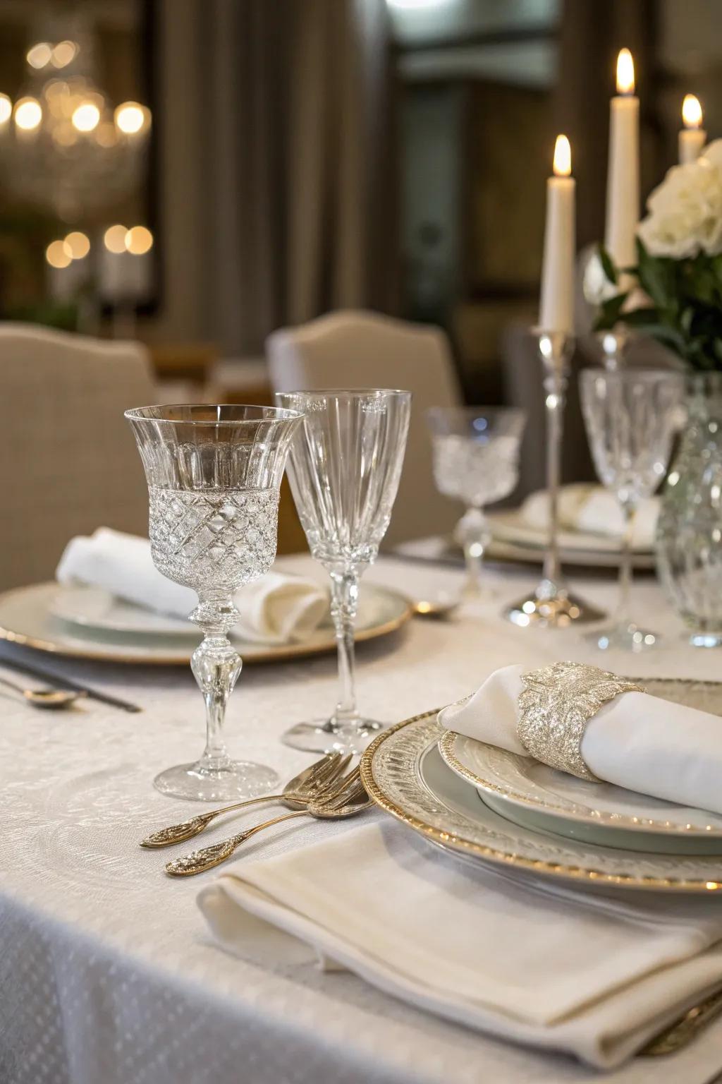 Crystal glassware adding sophisticated elegance
