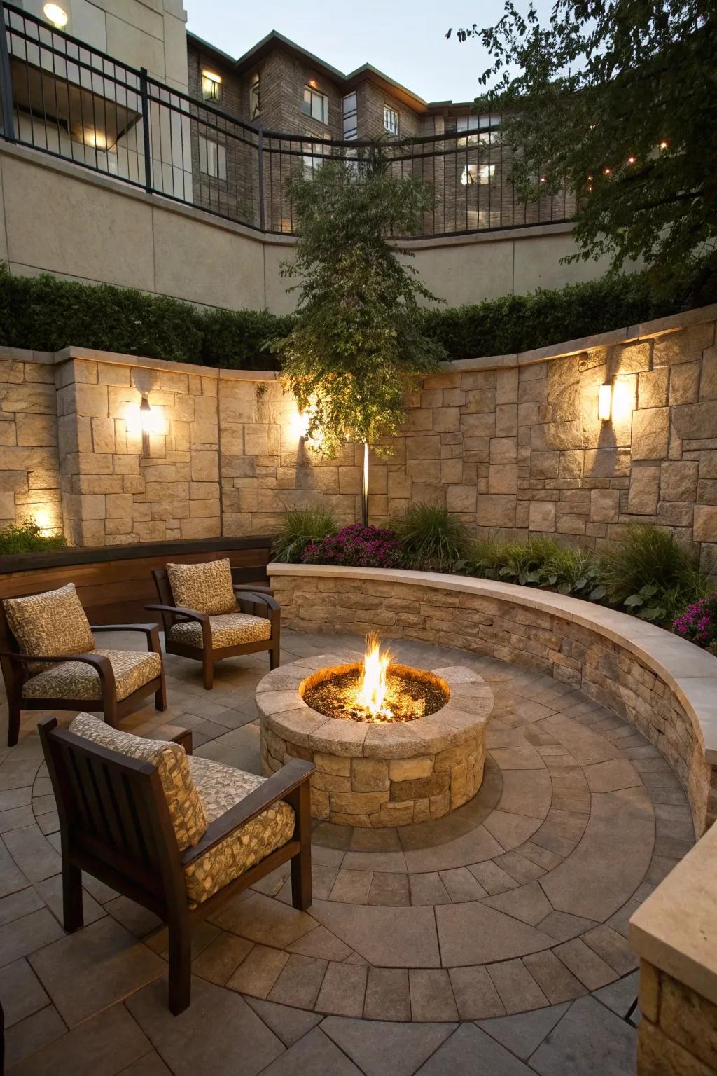 Convene around a central hearth pit for heat and ambiance.