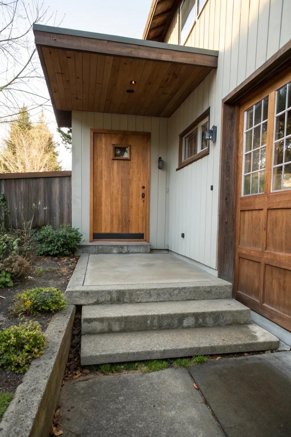 Transitional steps ensure a smooth flow into your home.