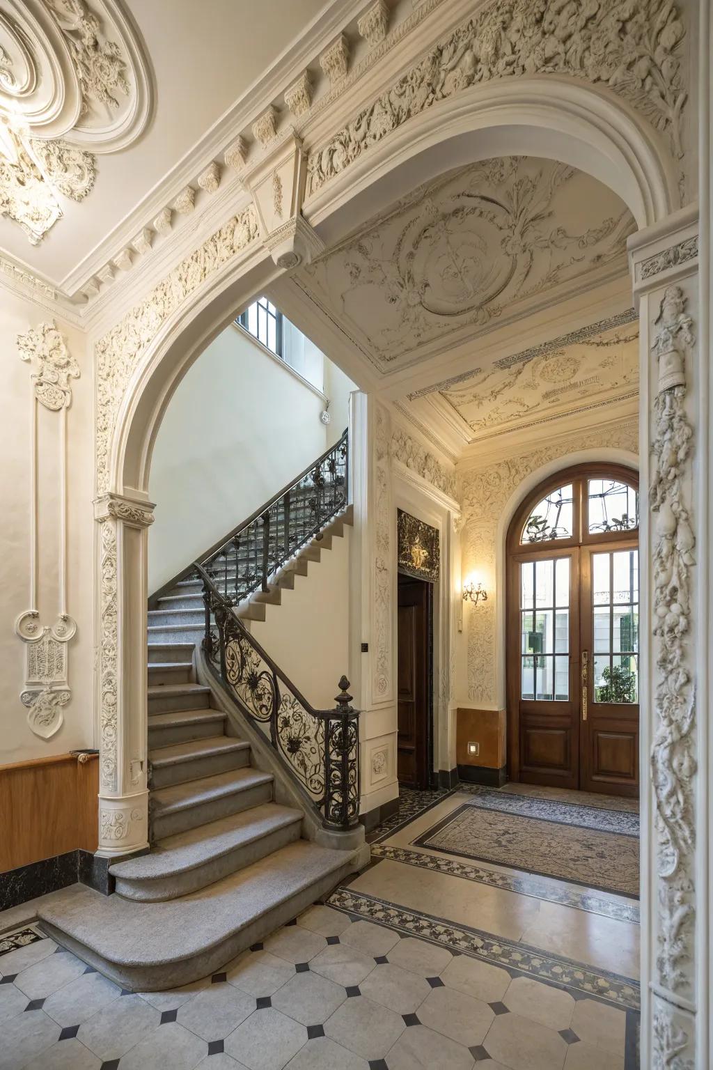 Structural details contribute character and dimension to the entryway.