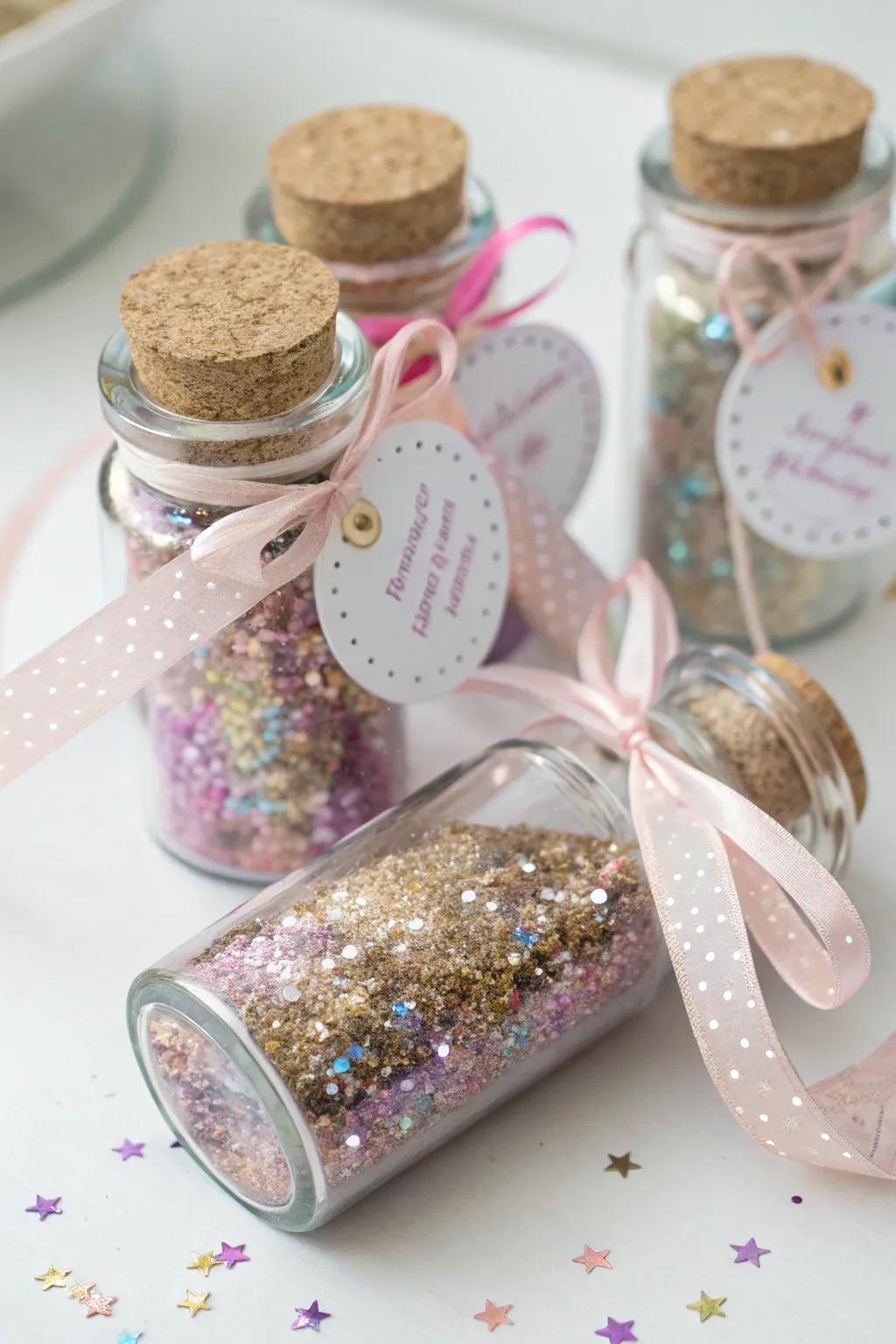 Charming pixie dust vials, ideal as party tokens.