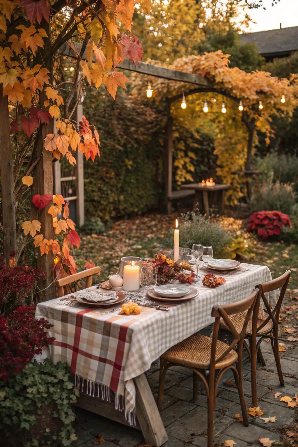 Savor outdoor meals amidst the beauty of autumn.