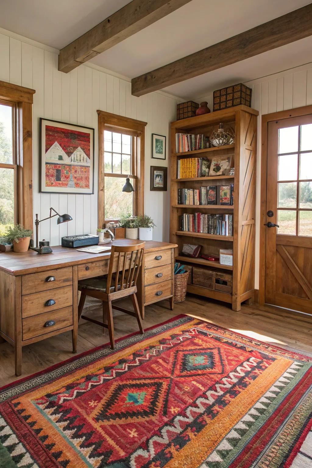 A decorative rug that injects striking color and texture.