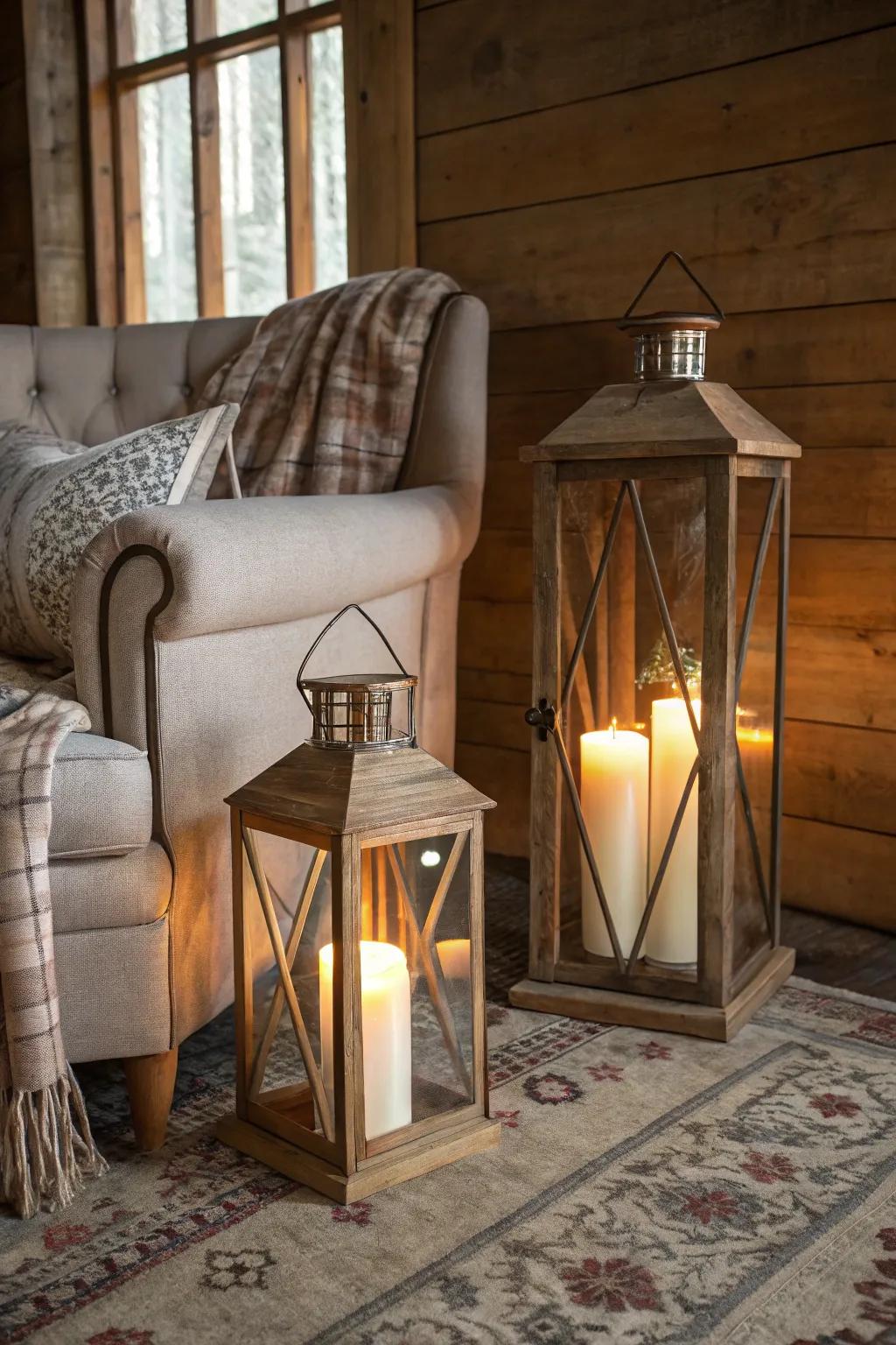 Surface lights contribute a bold accent to chamber decor.