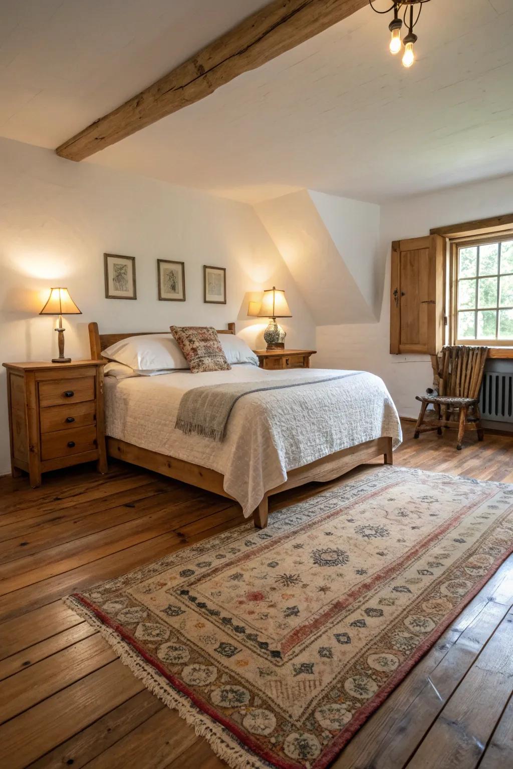 A cozy rug provides warmth and style to the floor space.