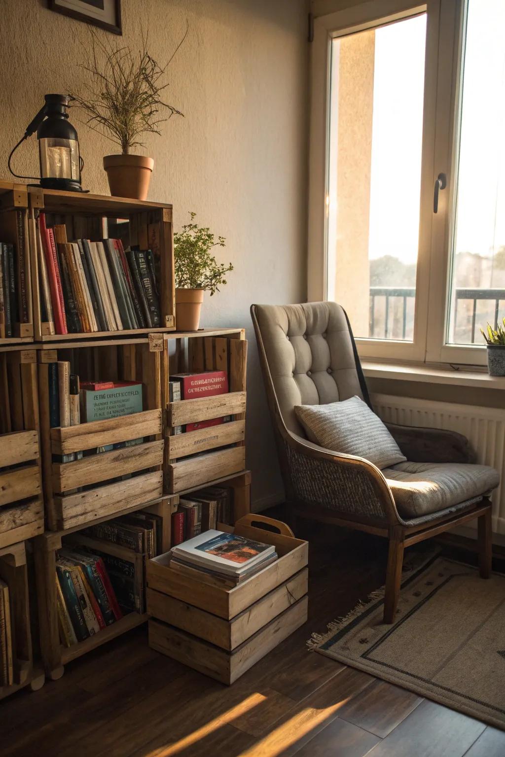 Create a book lover's sanctuary with box shelves.