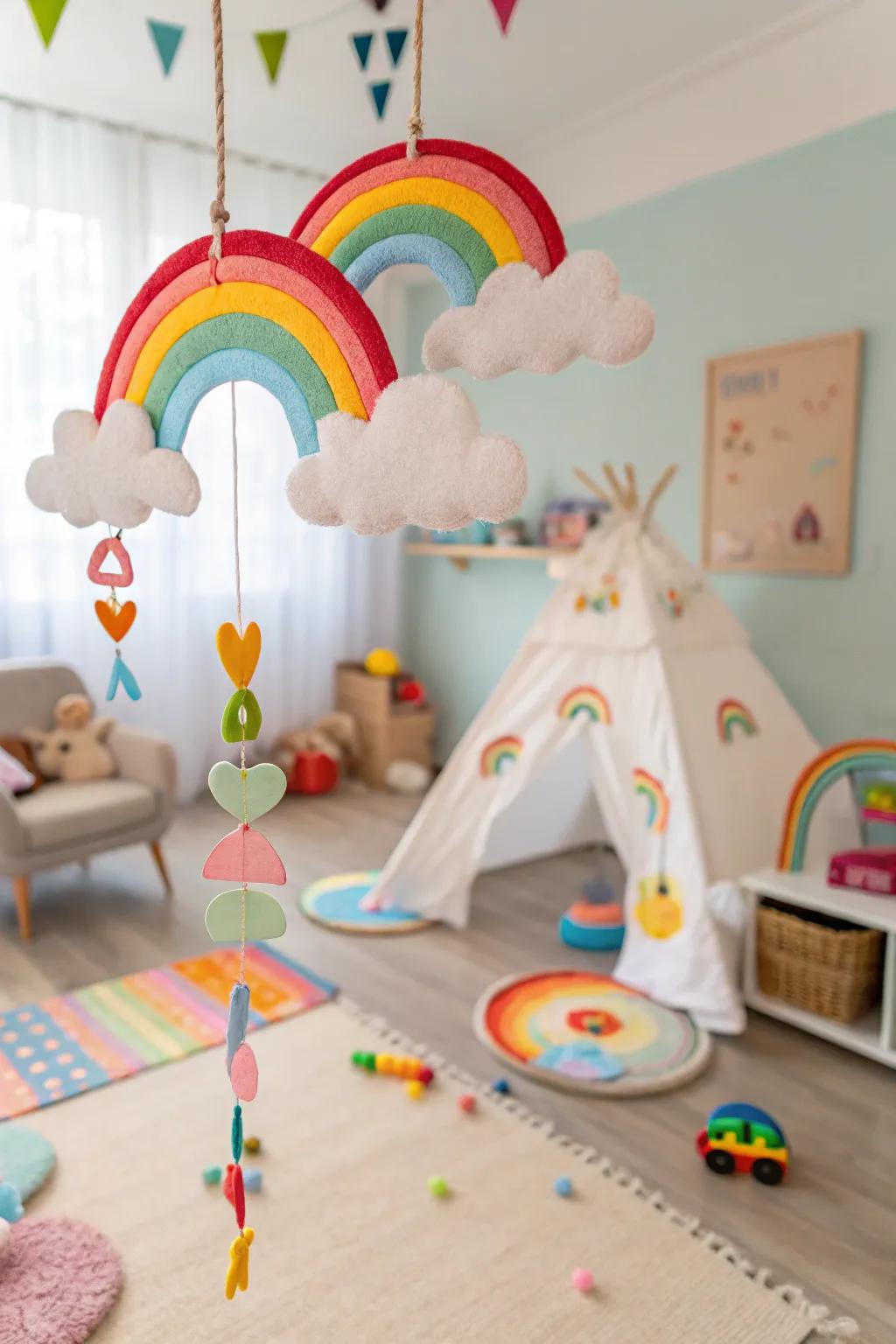 Felt garlands in playful shapes delight children and brighten their environments.