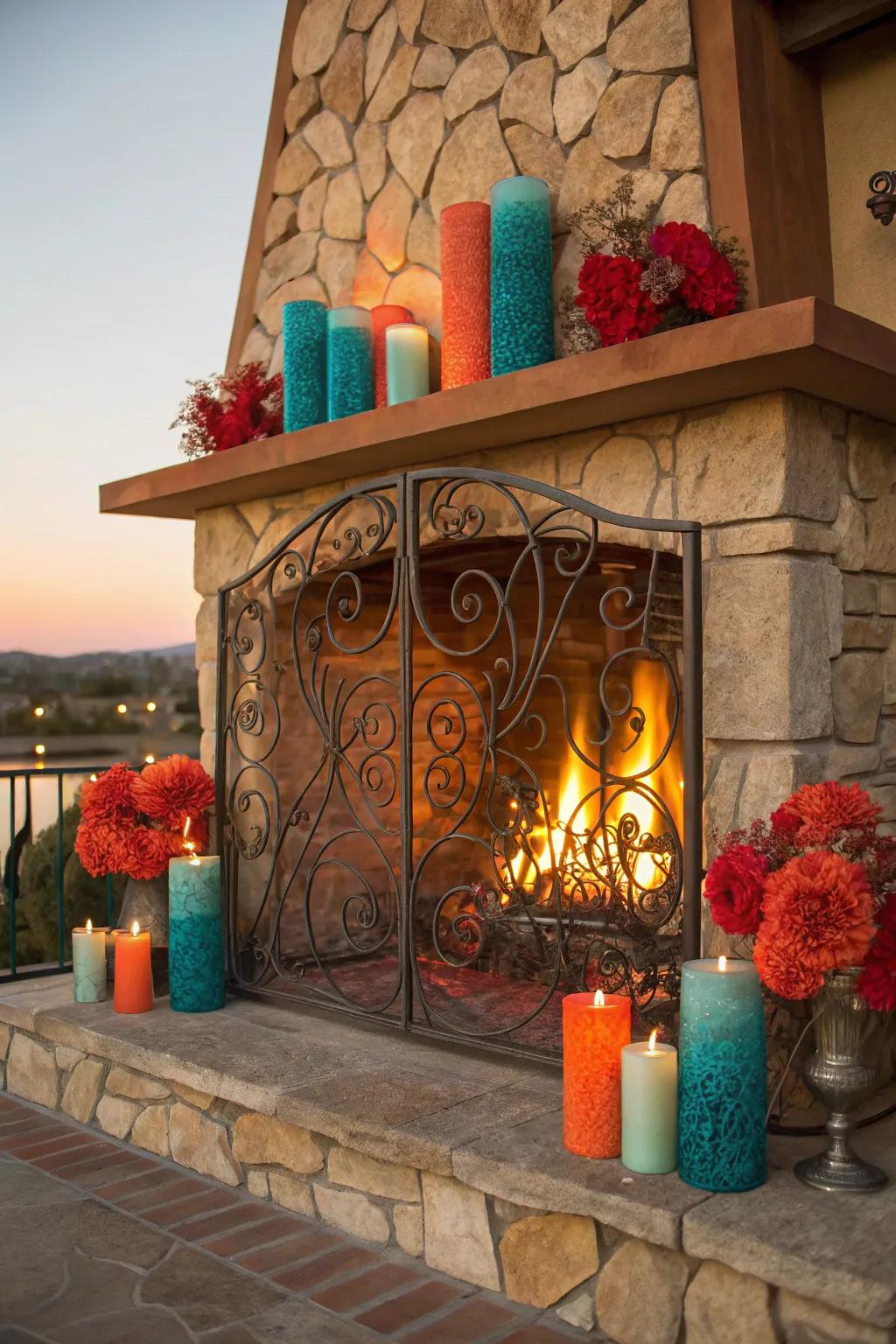 Contribute depth showcasing an ornamental screen assembling your fireplace lamps. 🎨🖼️ #ArtisticLiving #SophisticatedStyle