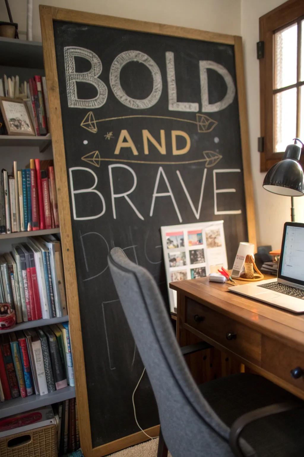 Assertive lettering crafts a theatrical slate layout.
