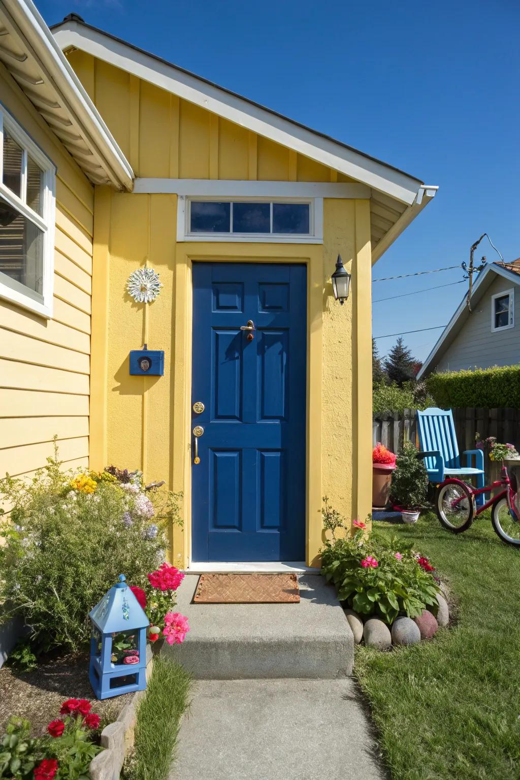 Lively color contrasts offer a cheerful and unique entryway.