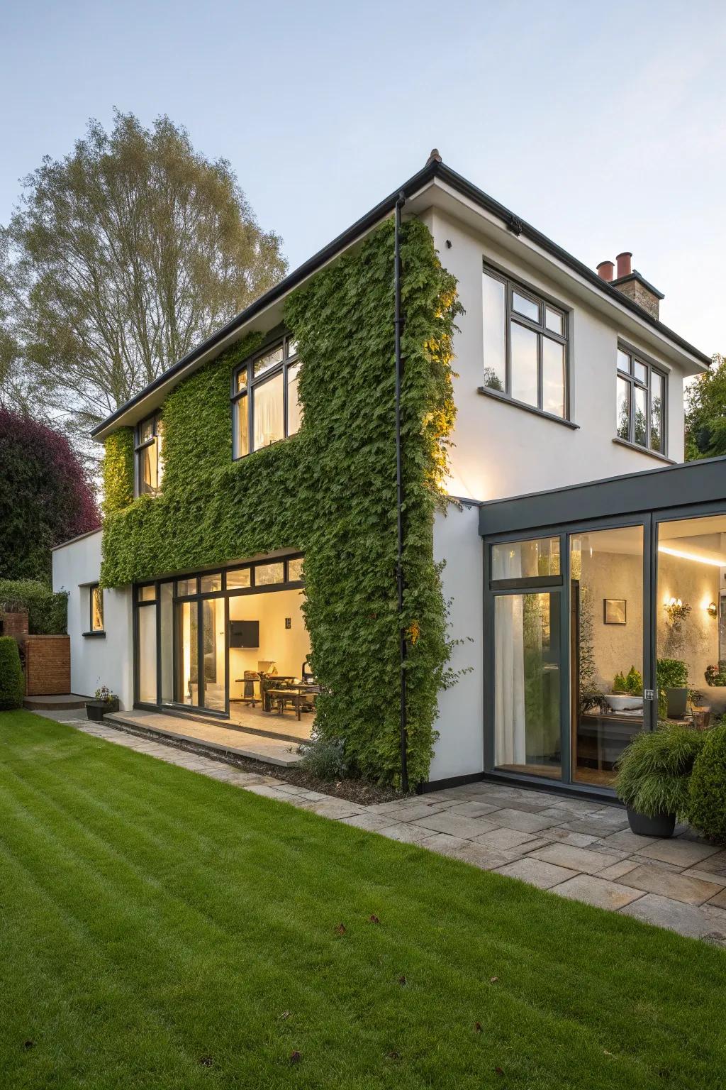 A home extension featuring a vibrant green wall.