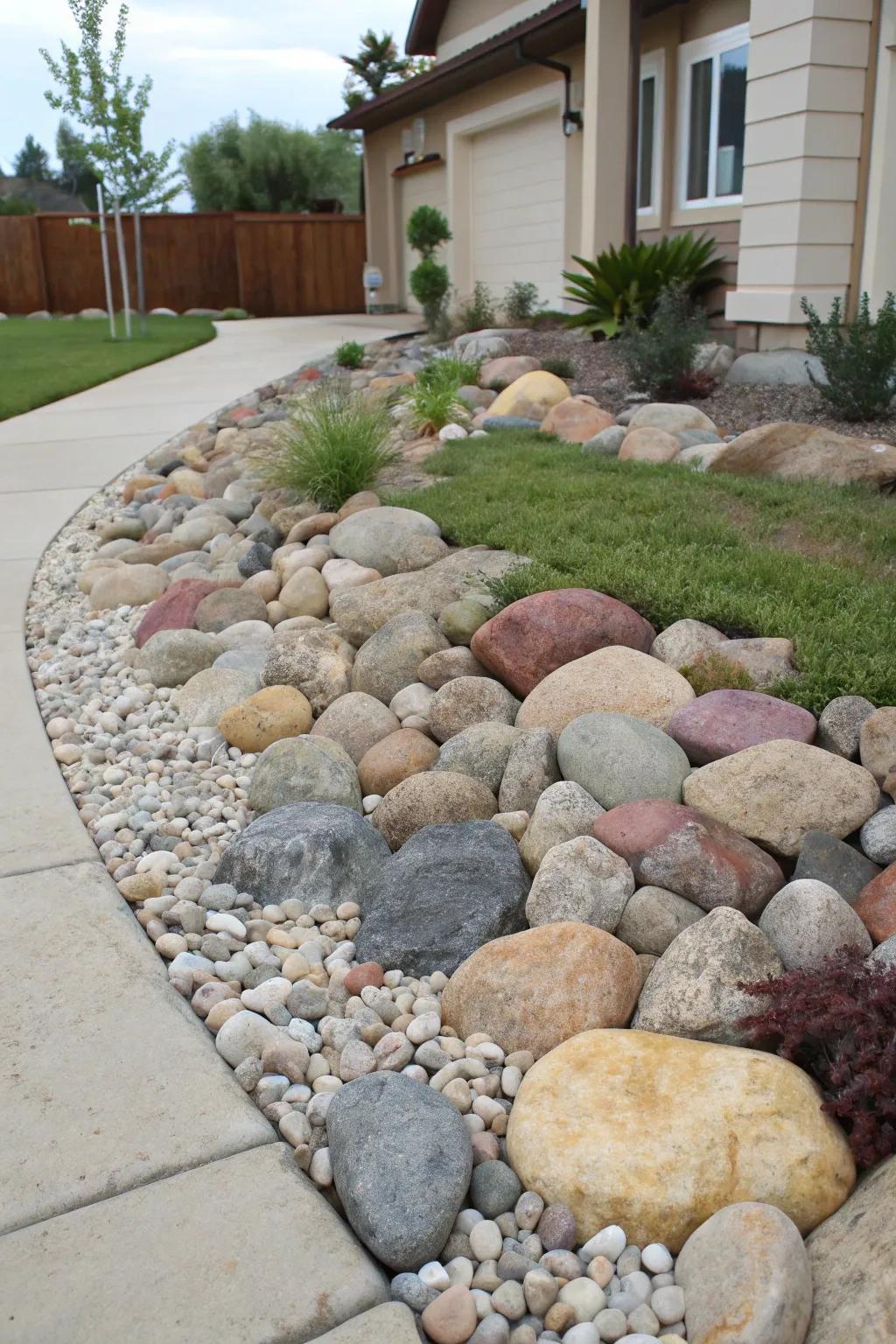 Blending stones introduces texture and chromatic diversity.