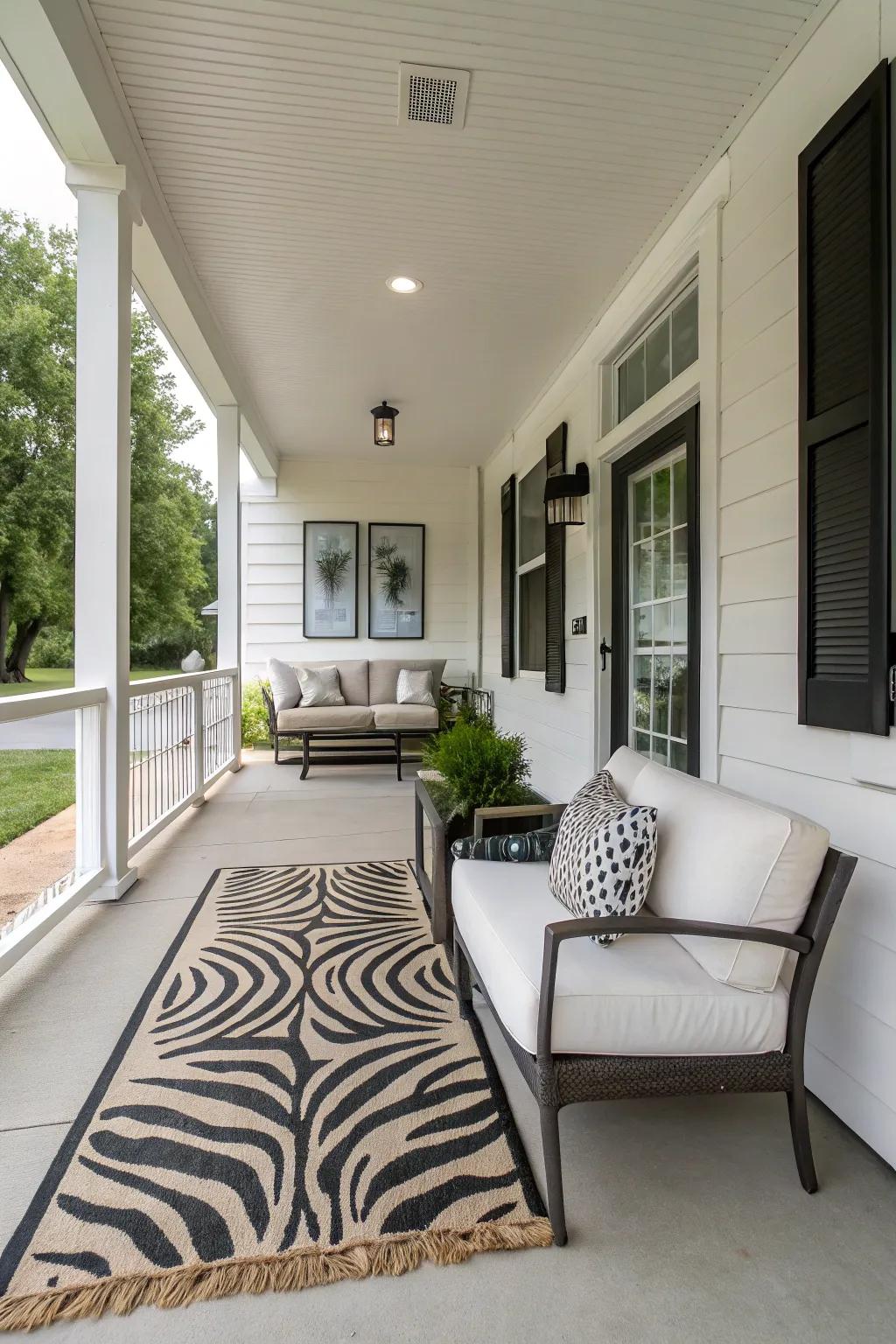 Animal designs give patio décor a playful element.