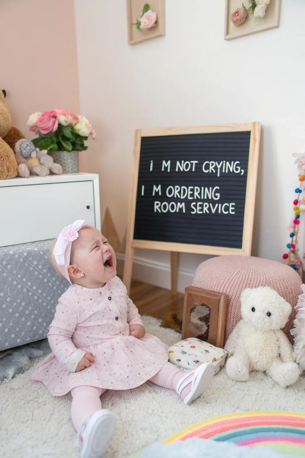 Imagining baby’s cries with a humorous twist.